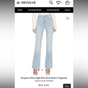 Lovers and friends Greyson ultra high rise stretch slim boot jean